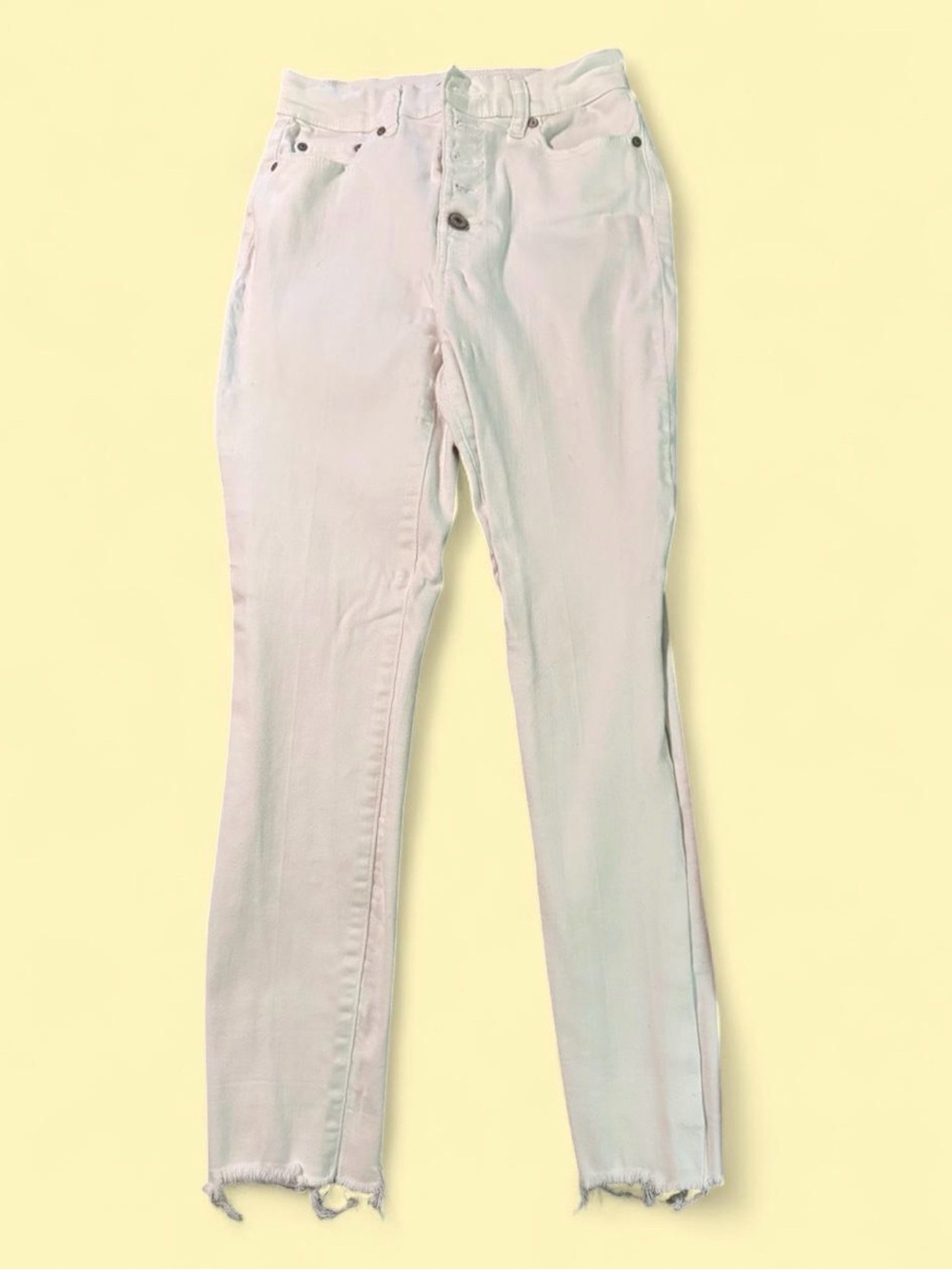 Zenana Outfitters White Skinny Jeans with Raw Hem